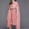 Dhiyona VR Women's Floral Printed Embroidered Kurta With Straight Pant And Chiffon Dupatta
