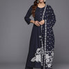 Dhiyona VR Women's Blue Floral Printed Kurta With Bottom And Dupatta