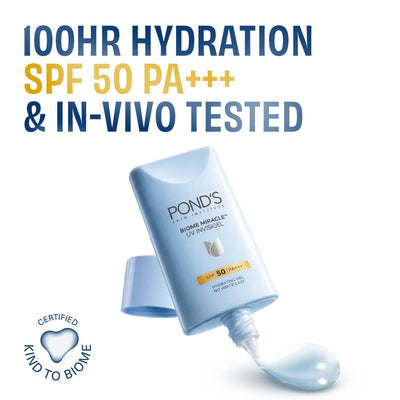 Ponds Biome Miracle UV Invisigel Moisturiser 100HR Hydration With SPF50 PA+++