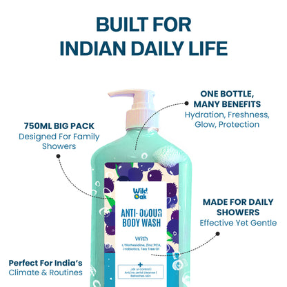 Wild Oak Anti-Odor Controls Body Odor & Long-Lasting Freshness Body Wash