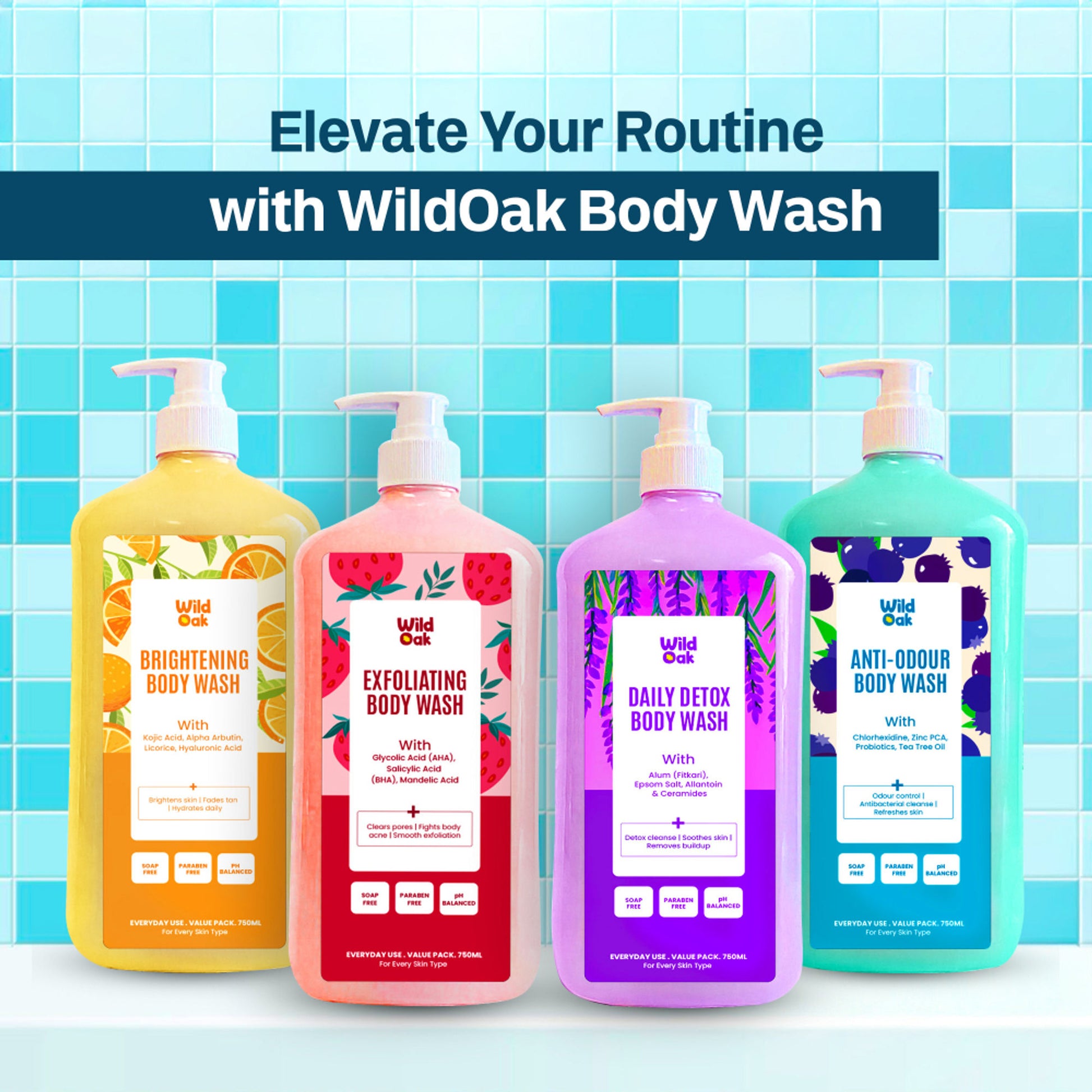 Wild Oak Anti-Odor Controls Body Odor & Long-Lasting Freshness Body Wash