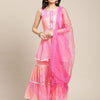 Dhiyona VA Women's Pink Leheriya Printed Empire Kurti with Sharara & Dupatta