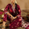 Indyancart IE Floral Printed Angrakha Mirror Work Pure Cotton Kurta with Trousers & Dupatta