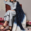 Indyancart VA Women'sBlue Ethnic Motifs Embroidered Kurta With Trousers & Dupatta