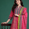 Indyancart IE Women Ethnic Motifs Printed Sequinned Pure Cotton Kurta with Trousers & Dupatta