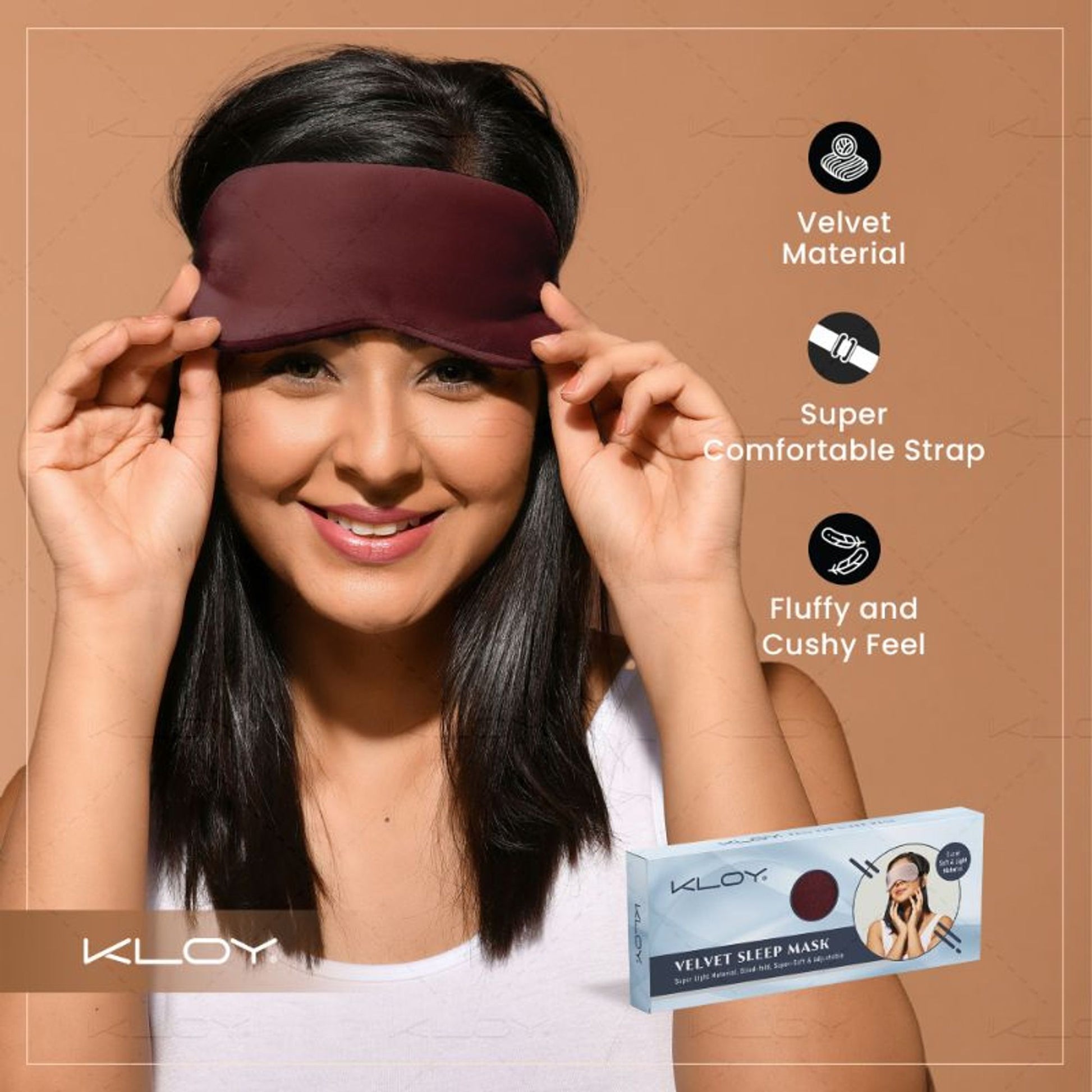 KLOY Breathable Sleep Eye Mask - Maroon