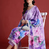 Indyancart IE Floral Printed Thread Work Kurta with Trousers & Dupatta