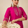 Dhiyona IE Embroidered Mirror Work Straight Kurta With Trousers