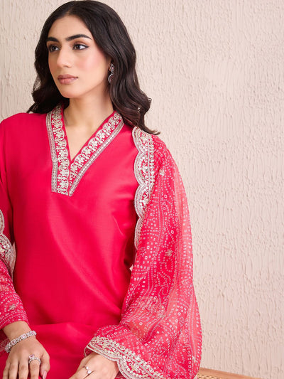 Indyancart IE Women Ethnic Motifs Embroidered Regular Kurta with Trousers & With Dupatta