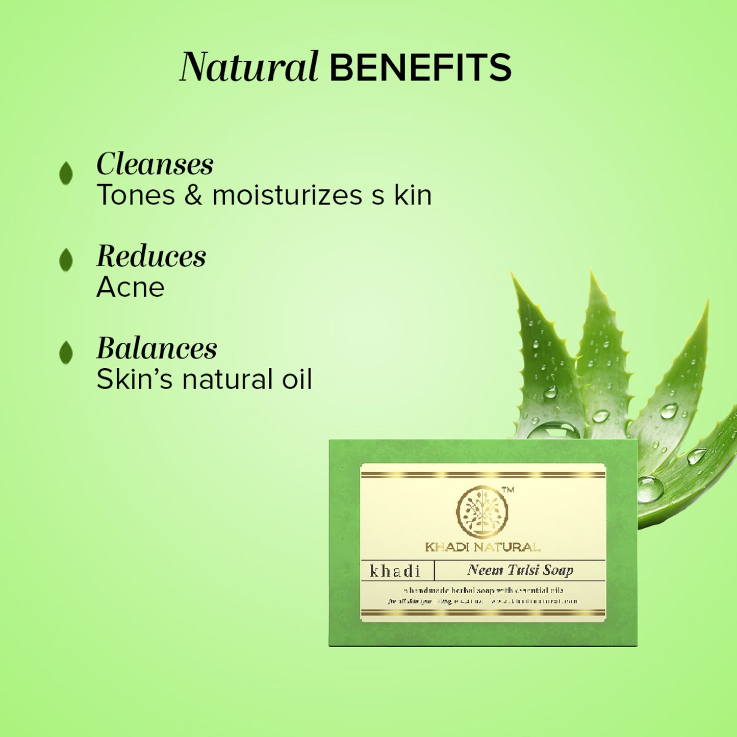 Khadi Natural Neem-Tulsi Soap Cleanses, Tones & Moisturises