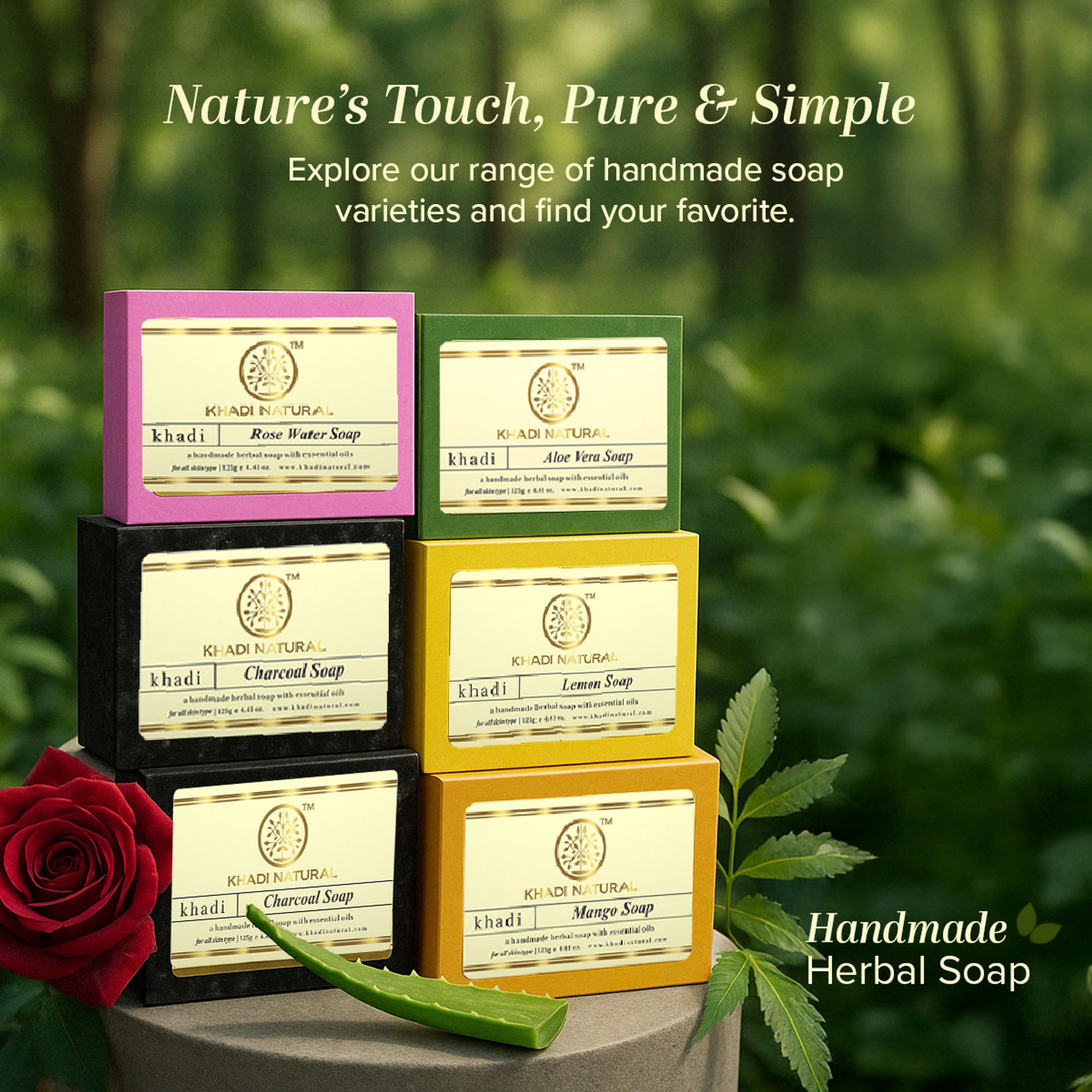 Khadi Natural Neem-Tulsi Soap Cleanses, Tones & Moisturises