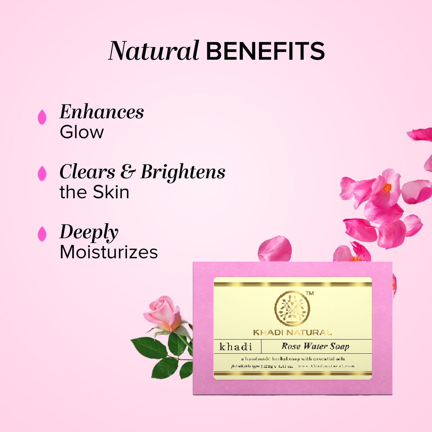 Khadi Natural Rosewater Handmade Soap Remove Excess Oil
