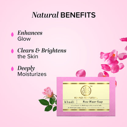 Khadi Natural Rosewater Handmade Soap Remove Excess Oil