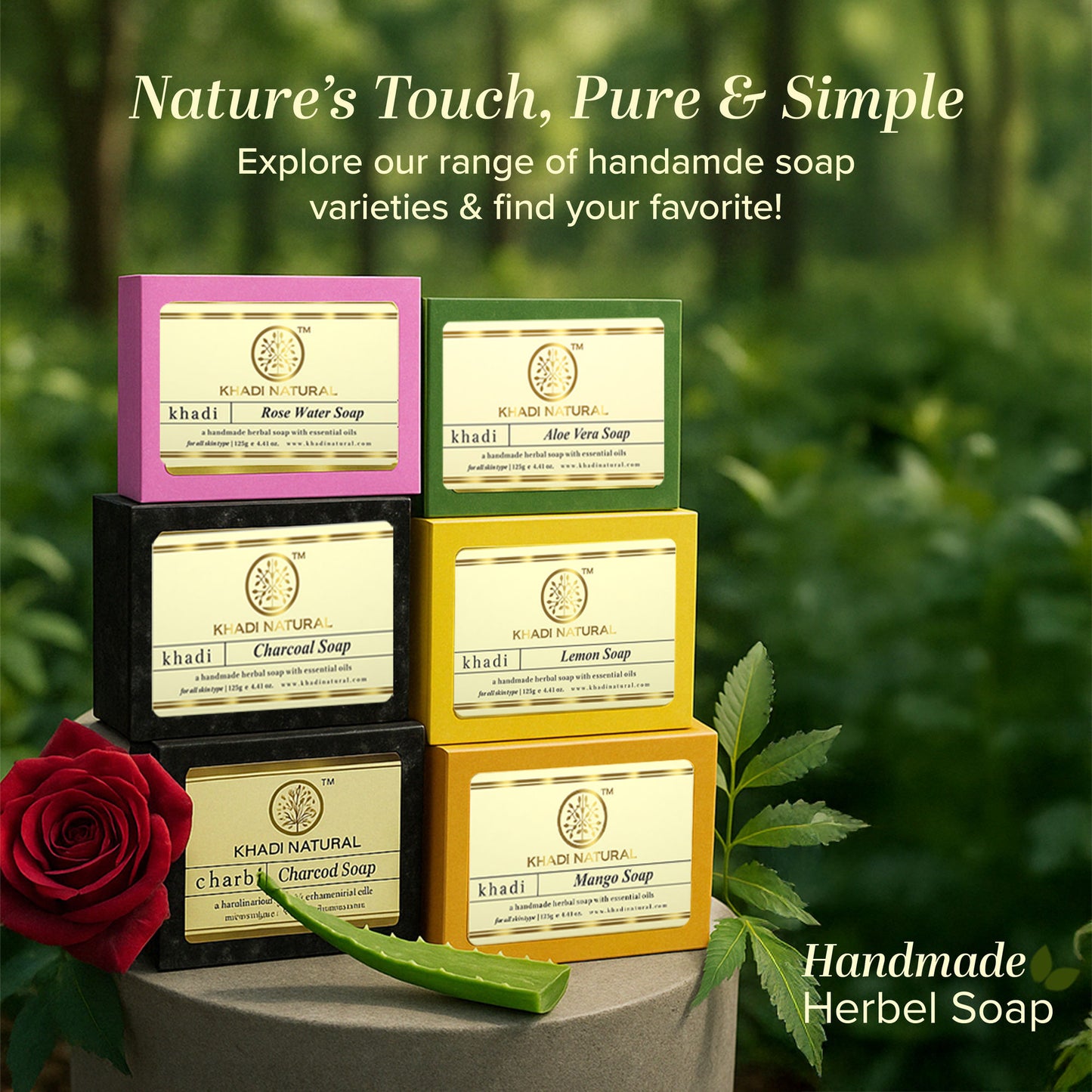 Khadi Natural Rosewater Handmade Soap Remove Excess Oil