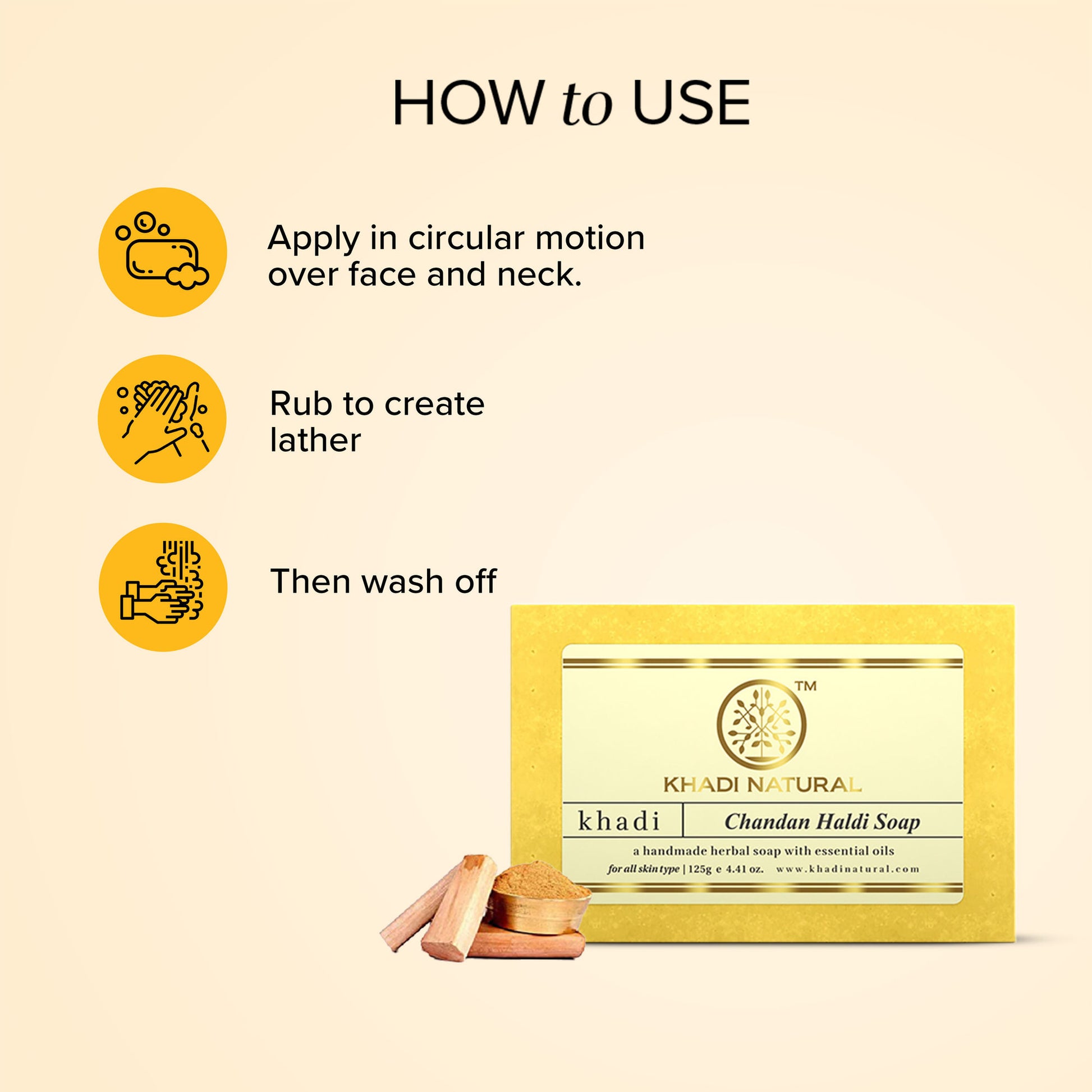 Khadi Natural Chandan Haldi Handmade Soap Soft & Supple Skin