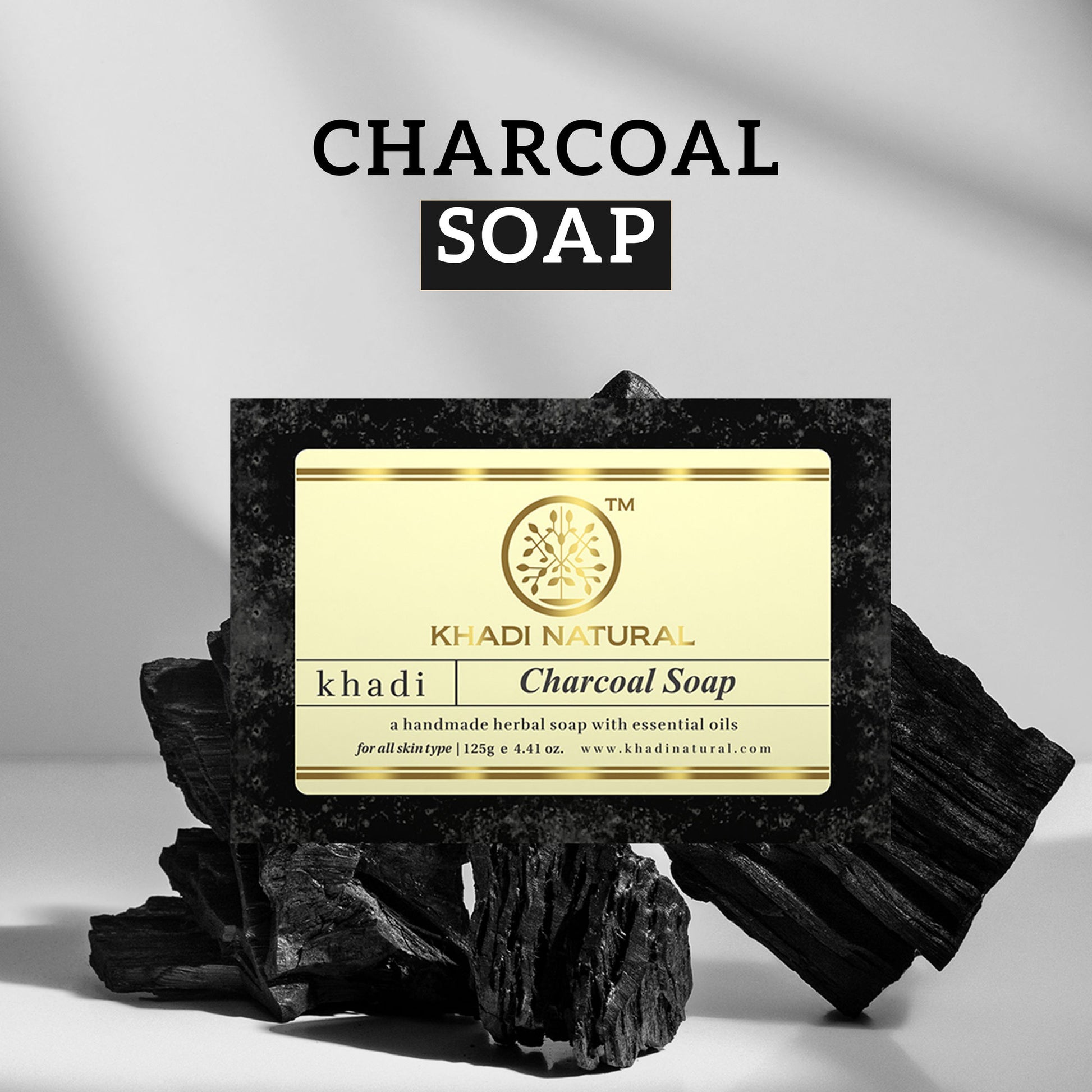 Khadi Natural Charcoal Handmade Soap Reduce Acne & Blackheads