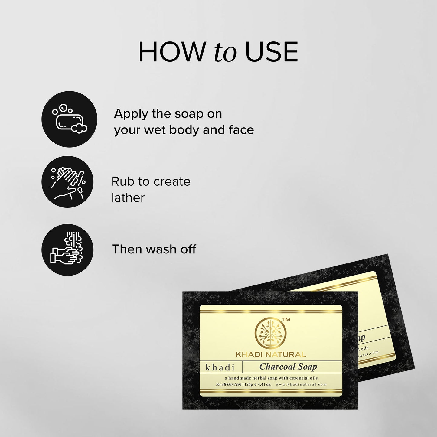 Khadi Natural Charcoal Handmade Soap Reduce Acne & Blackheads