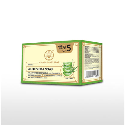 Khadi Natural Aloe Vera Handmade Soap Cleanse, Tone & Nourish Skin Pack of 5
