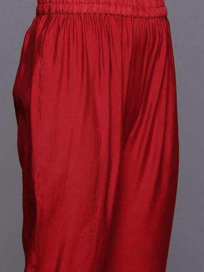 Indyancart VA Women'sFloral Embroidered Sequinned A-Line Kurta with Trousers with Dupatta