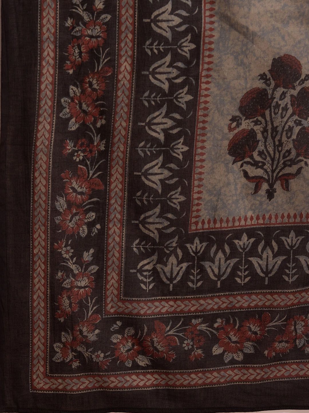 Indyancart IE Ethnic Motifs Printed Pure Cotton Straight Kurta with Salwar & Dupatta