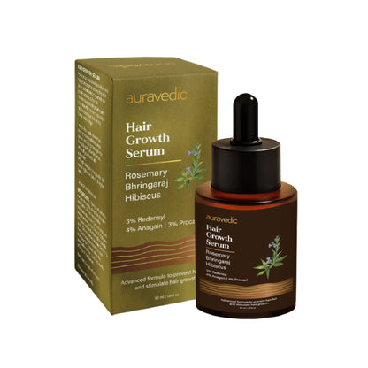 AuraVedic Rosemary Hair Growth Serum with 2% Anagain 3% Redensyl 3% Procapil Caffeine Biotin