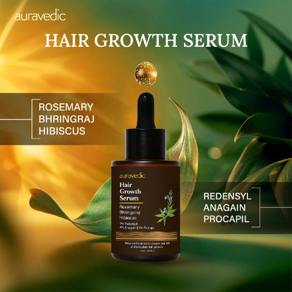 AuraVedic Rosemary Hair Growth Serum with 2% Anagain 3% Redensyl 3% Procapil Caffeine Biotin