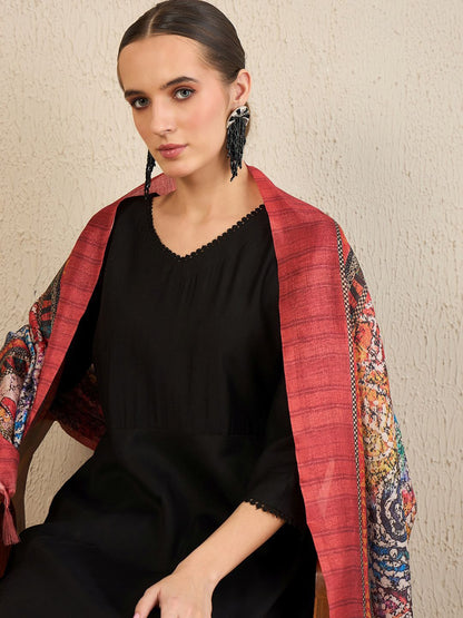 Indyancart IE A-Line Kurta With Trousers & Dupatta