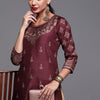 Dhiyona IE Women Maroon and Gold-Toned Ethnic Motifs Foil Print Kurta with Palazzos
