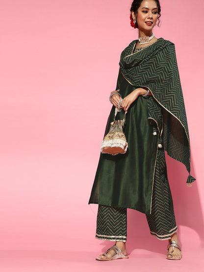 Dhiyona IE Green Liva Calf Length Kurta Set