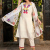 Dhiyona IE Floral Embroidered Patchwork Straight Kurta With Trousers & Dupatta