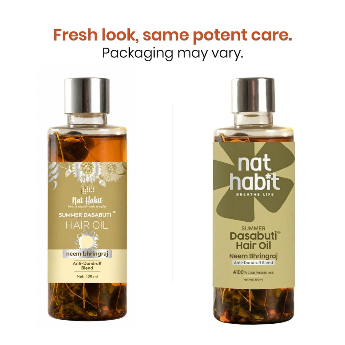 Nat Habit Neem Bhringraj Tea Tree Anti Dandruff Hair Treatment Ayurvedic Oil & Castor Coconut