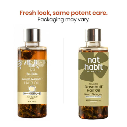 Nat Habit Neem Bhringraj Tea Tree Anti Dandruff Hair Treatment Ayurvedic Oil & Castor Coconut