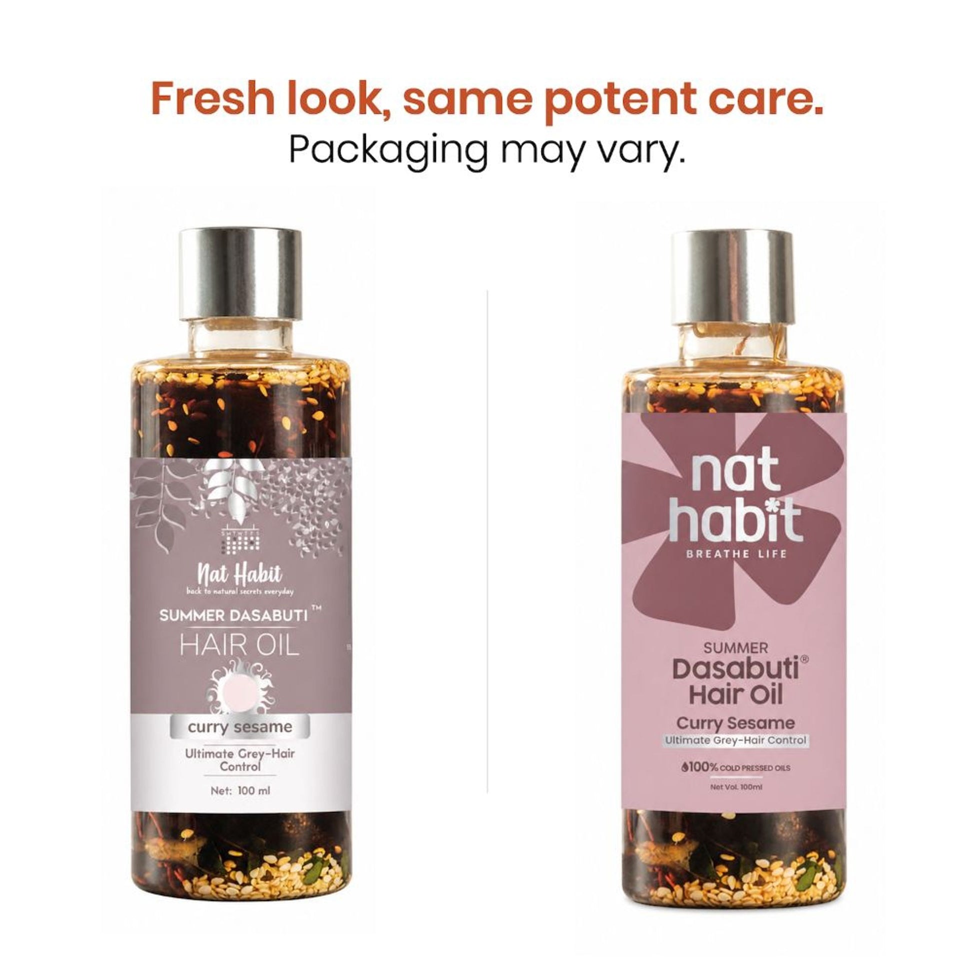 Nat Habit Curry Sesame Grey Hair Control Ayurvedic Oil With Indigo And Curry Leaves