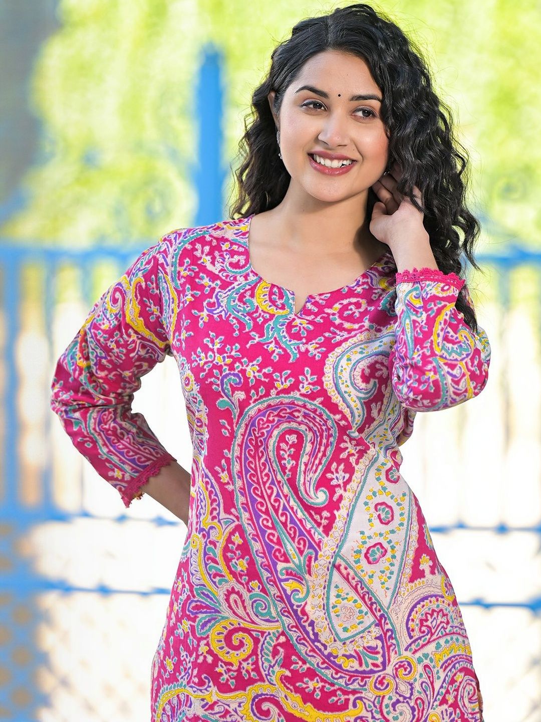 Women Paisley Printed Regular Pure Cotton Kurta with Palazzos