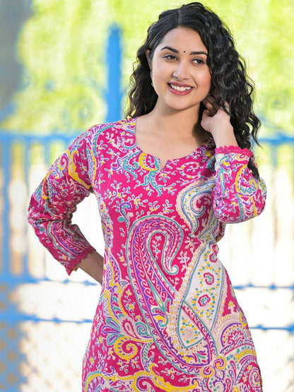 Women Paisley Printed Regular Pure Cotton Kurta with Palazzos