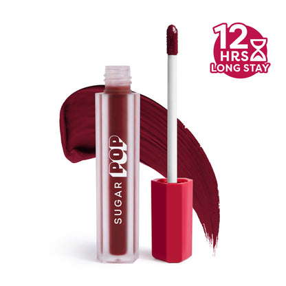 SUGAR POP Matte Lipstick, Smudge-Proof, 8 Hrs - 19 Cranberry