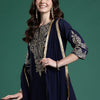 Dhiyona IE Ethnic Motifs Regular Sequinned Kurta with Trousers & With Dupatta