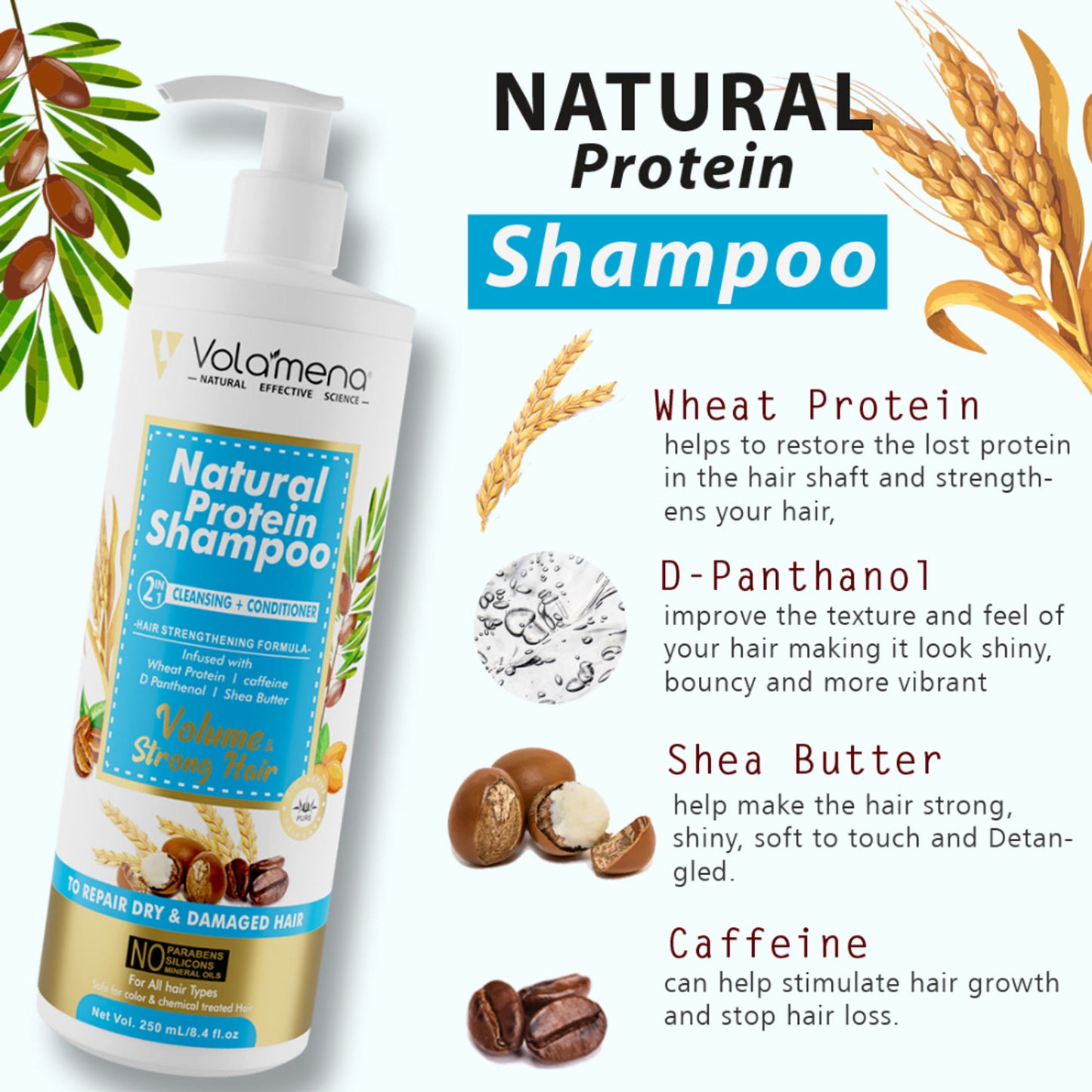 Volamena Natural Protein 2 In 1 Hair Shampoo