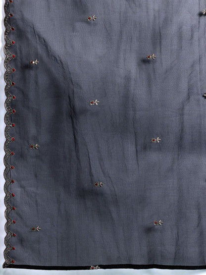 Indyancart IE Ethnic Motifs Embroidered Sequinned Kurta With Trousers & Dupatta