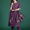 Dhiyona IE Thread Work Pure Cotton Kurta with Trousers & With Dupatta