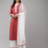Dhiyona IE Women Red & White Ethnic Motifs Printed Kurta with Palazzos & With Dupatta