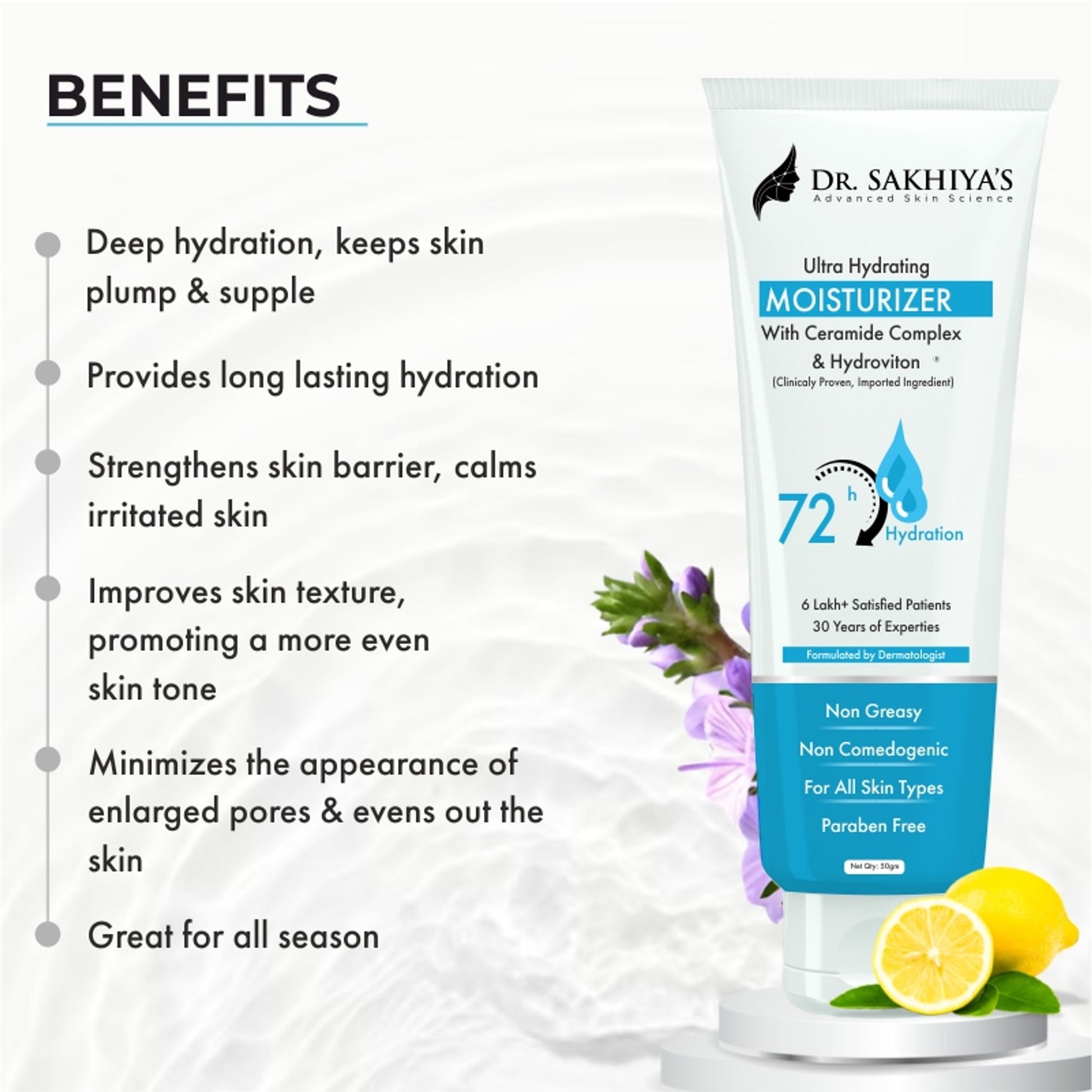 Dr. Sakhiya Ultra Hydrating Face Moisturizer Lightweight Daily Hydration for All Skin Types