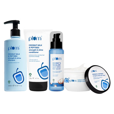 Plum Coconut Milk & Peptides Shampoo, Conditioner, Hair Mask and Hair Serum