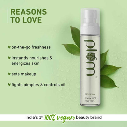 Plum Green Tea Revitalizing Spray Face Mist With Glycolic Acid & Aloe Vera - Hydrates & Refreshes