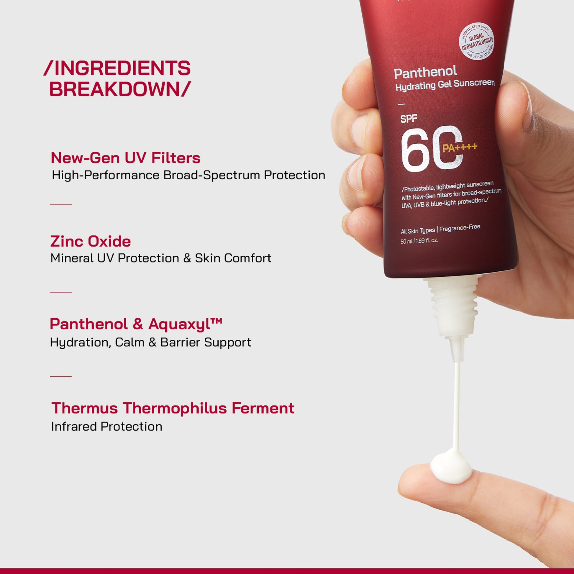Proven Honest Derma (PHD) Panthenol Hydrating Gel Sunscreen SPF 60 PA++++