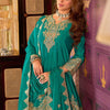 Dhiyona IE Floral Embroidered Sequinned Chinon A-Line Kurta With Palazzos & Dupatta