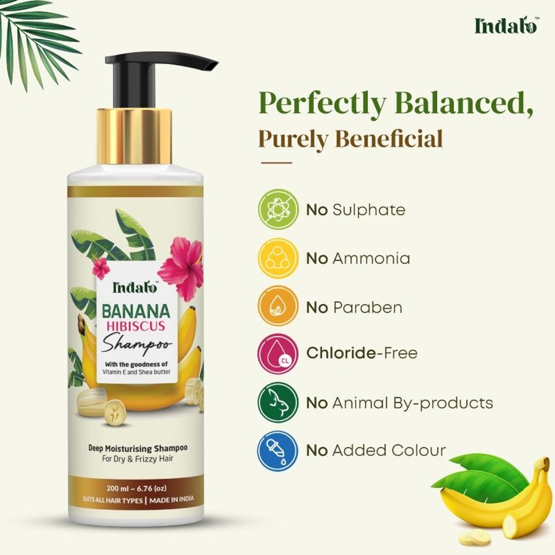 Indalo Banana Hibiscus Shampoo For Dry & Frizzy Hair