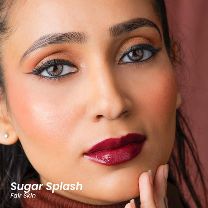 La Mior Hydrating Lip Gloss Stain in Sugar Splash, featuring a glossy, vibrant lip color with a smooth, hydrating finish.
