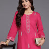 Indyancart IE Women Embroidered Sequinned Floral Kurta