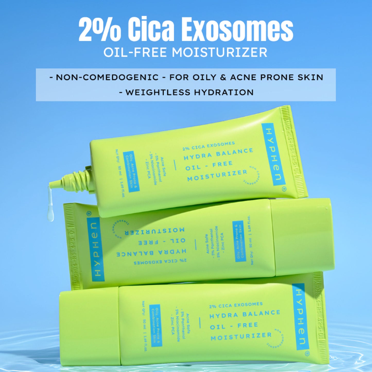 Hyphen 2% Cica Exosome Oil-Free Moisturizer 5% Niacinamide Controls Oil Non-sticky, Light Gel